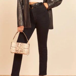 Reformation Liza Ultra High Rise Straight Jeans - Black - 25